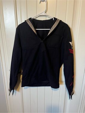 Men's Navy Military-Style Sailor Top - Dark Blue
